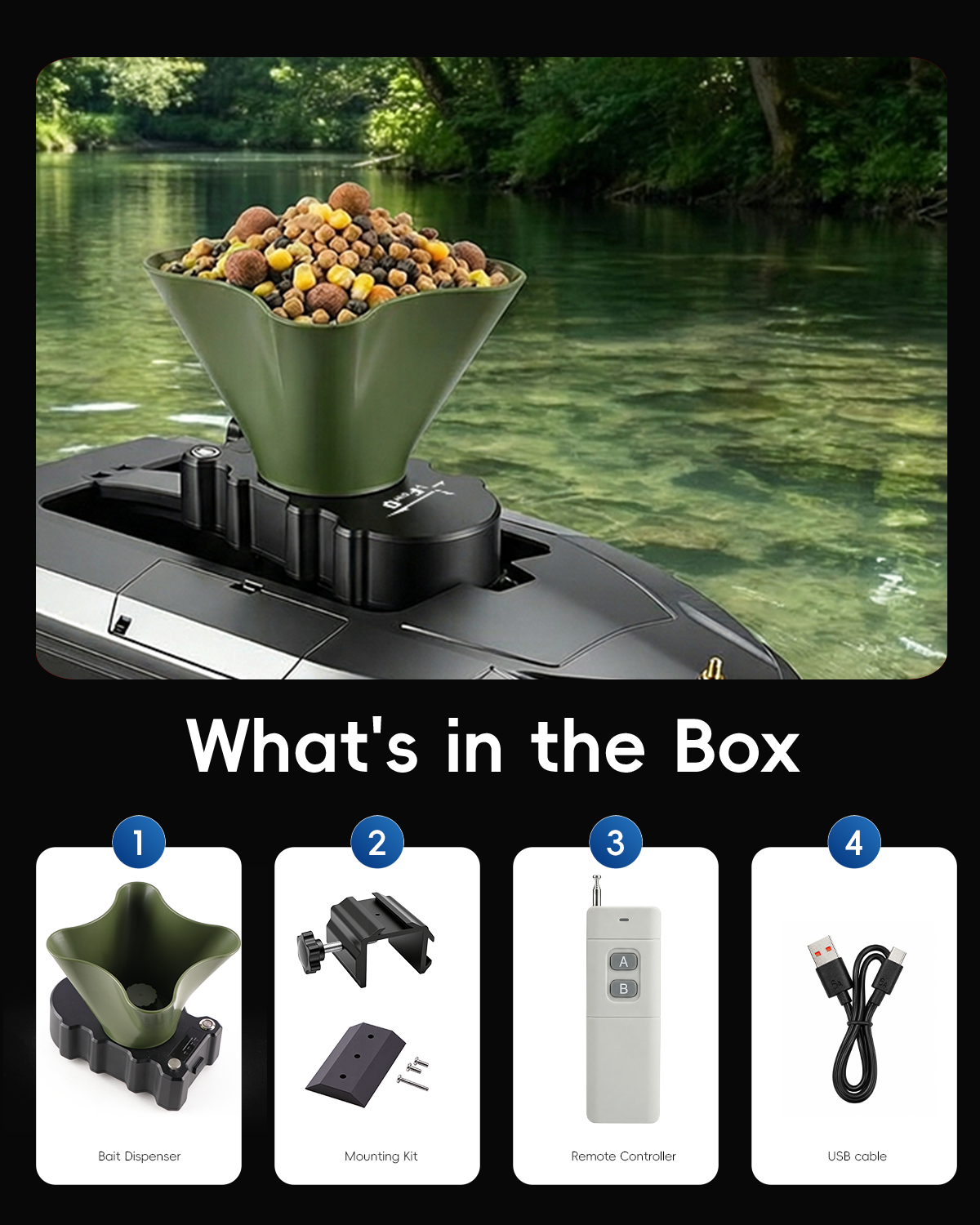 360° Rotating Bait Dispenser & - Fishing Boat Anchor Winch 리뷰 및 가격
